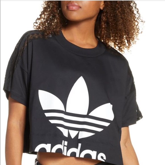 adidas Tops - Adidas Lace Stripe Logo Graphic Tee